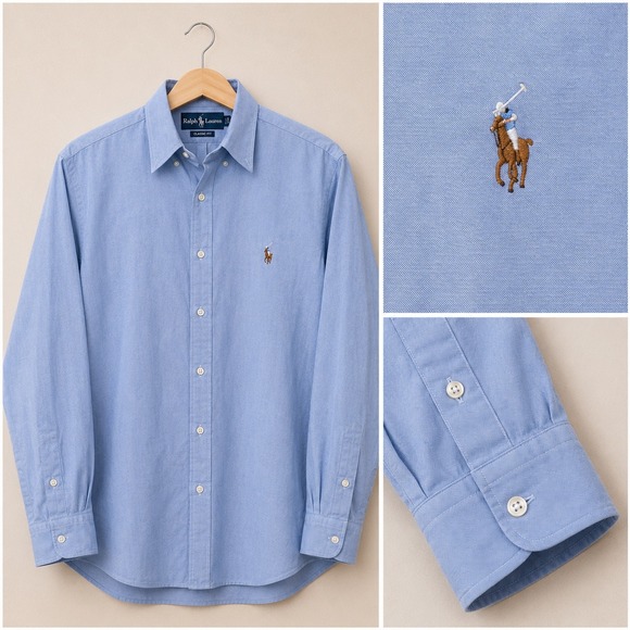 Ralph Lauren Other - Ralph Lauren Men's Long Sleeve Button Down Shirt 16 32/33 Blue Oxford Flesh Pony